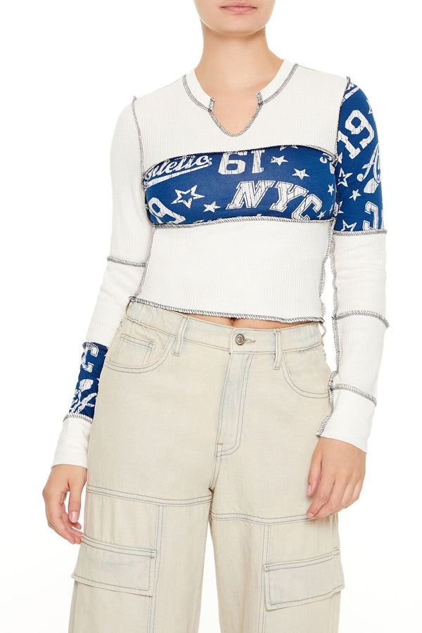 forever 21 Colorblock Split-Neck Crop Top