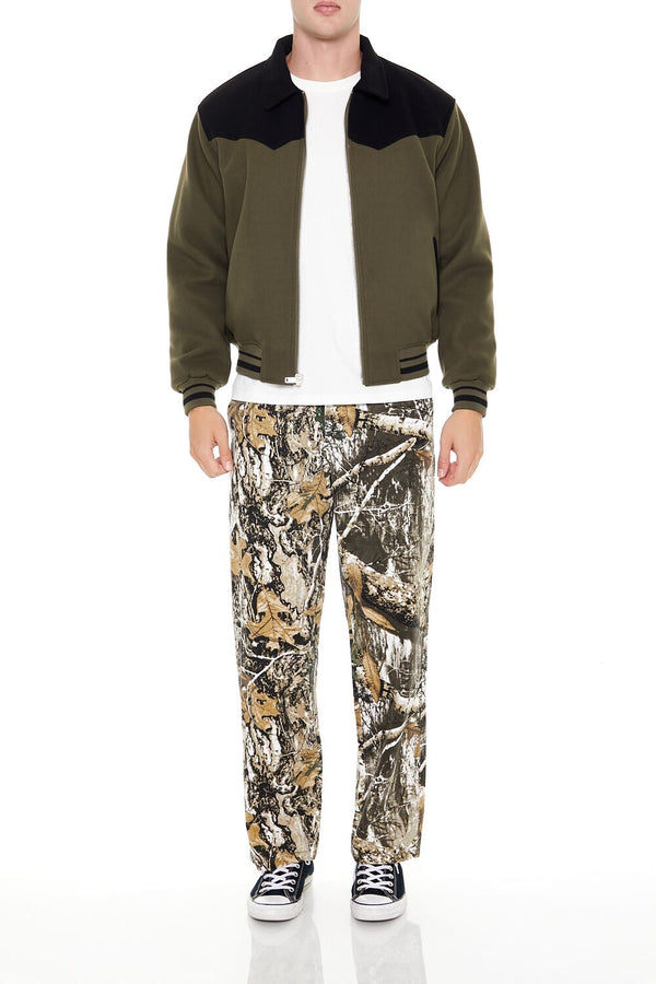 Forever 21 Colorblock Zip-Up Bomber Jacket