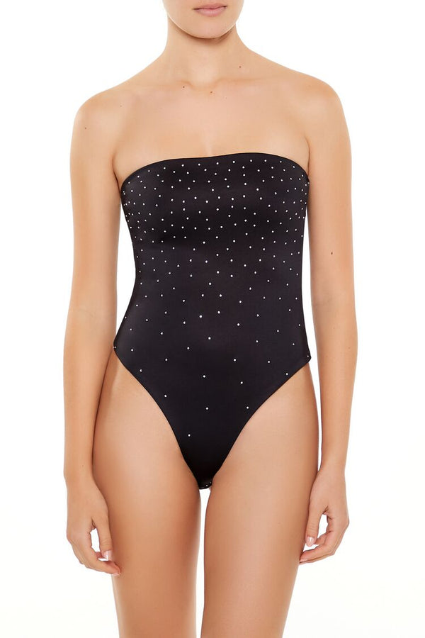 Forever 21 Contour Sculpt Rhinestone Tube Bodysuit