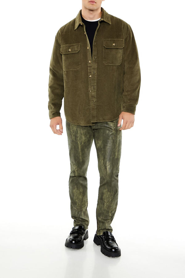 Forever 21 Corduroy Curved-Hem Shirt