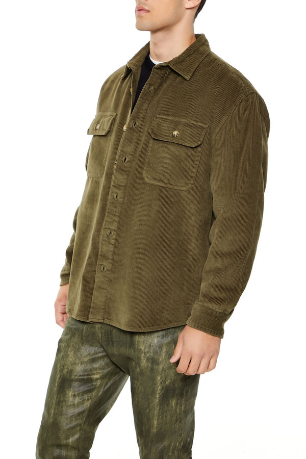 Forever 21 Corduroy Curved-Hem Shirt