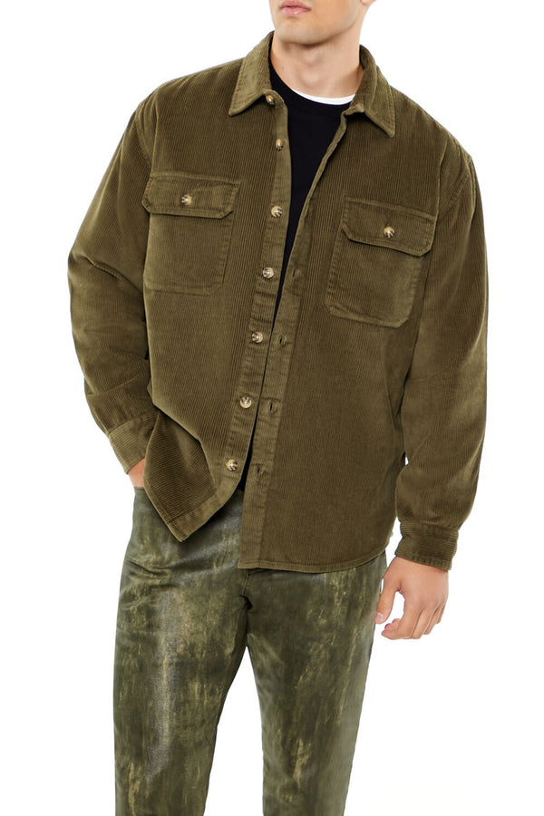 forever 21 Corduroy Curved-Hem Shirt