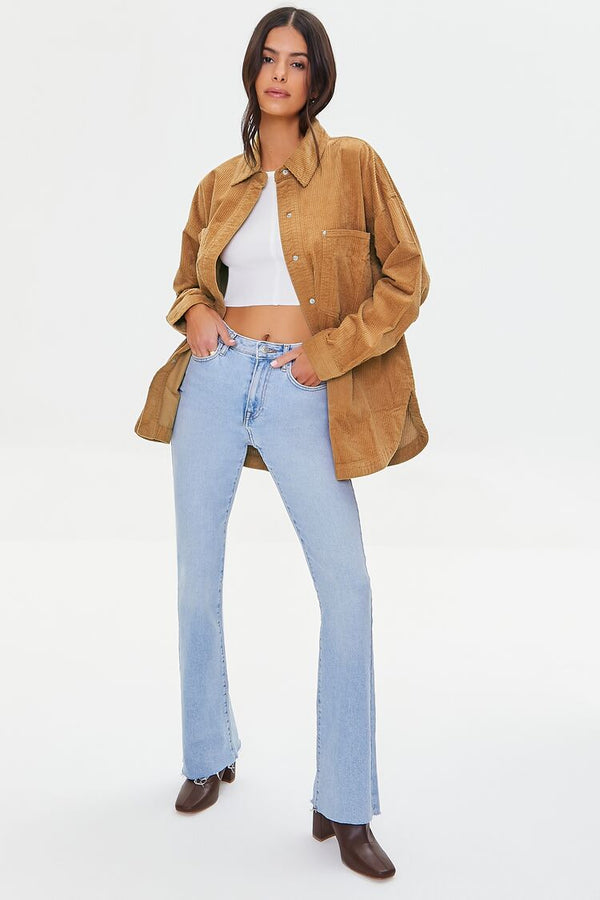 Forever 21 Corduroy Dolphin-Hem Shacket
