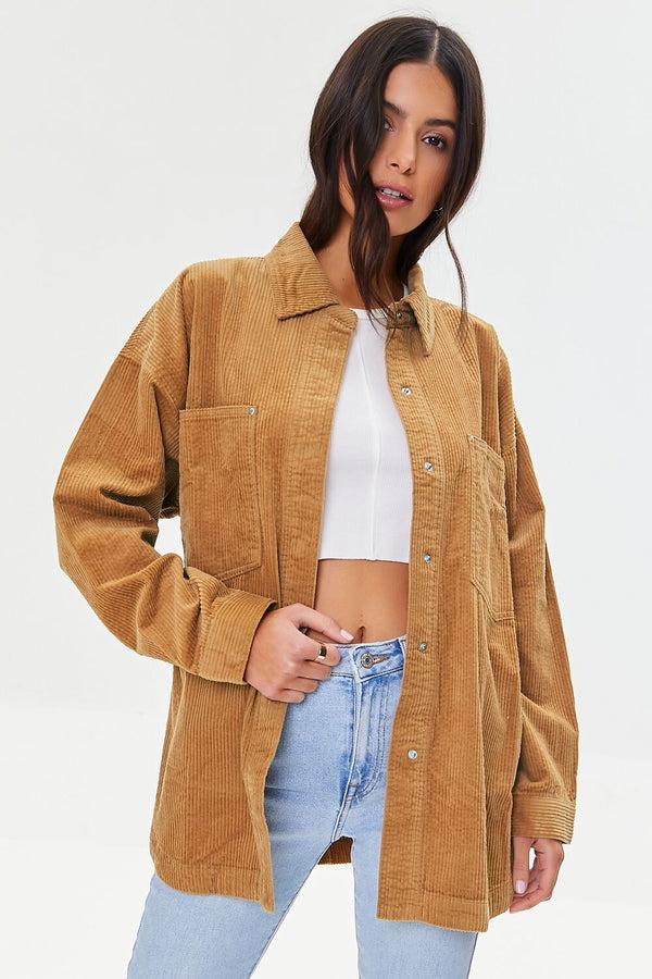 forever 21 Corduroy Dolphin-Hem Shacket