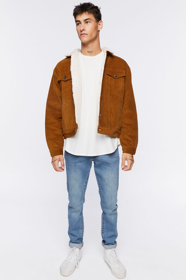 Forever 21 Corduroy Faux Shearling Trucker Jacket