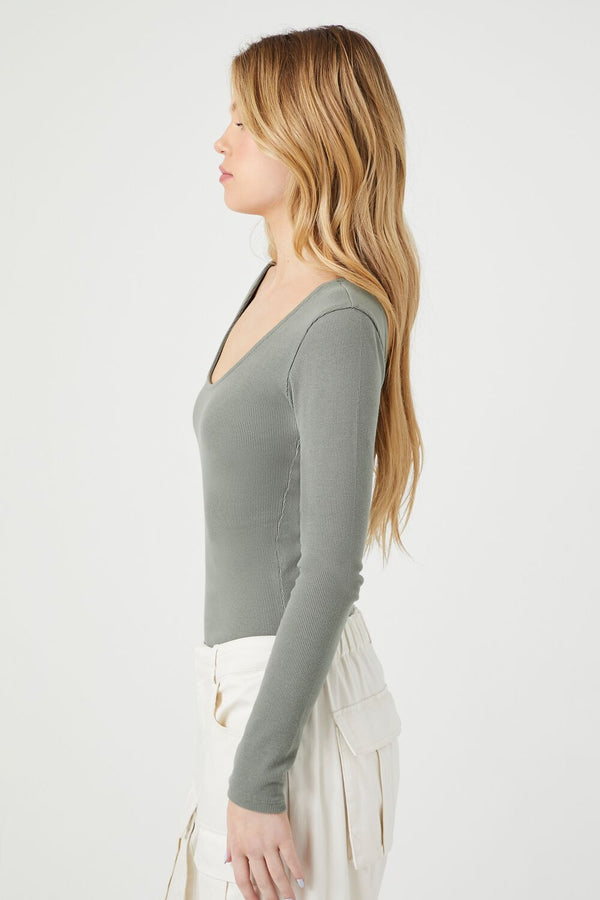 Forever 21 Cotton-Blend Scoop Bodysuit