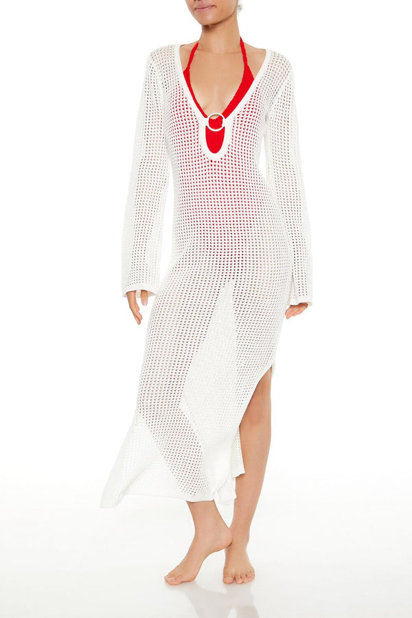 forever 21 Crochet O-Ring Swim Cover-Up Maxi Dress