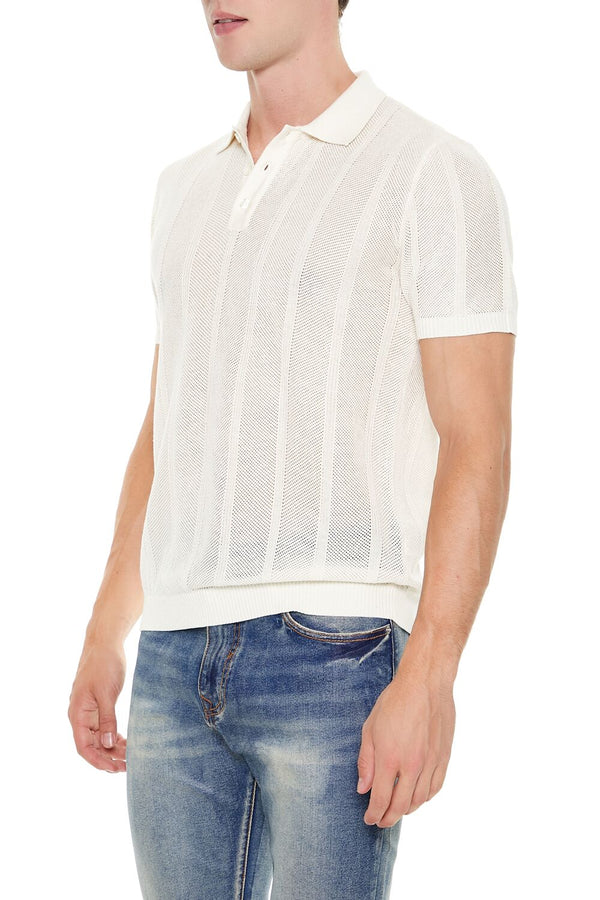 Forever 21 Crochet Sweater-Knit Polo Shirt