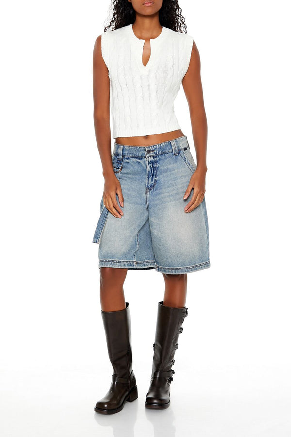 Forever 21 Cropped Cable Knit Sweater Vest