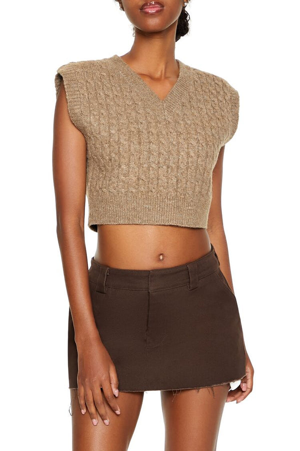 forever 21 Cropped Cable Knit Sweater Vest