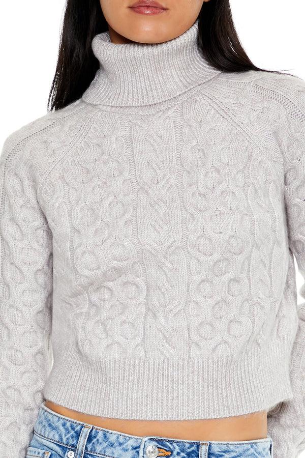 Forever 21 Cropped Cable Knit Turtleneck Sweater