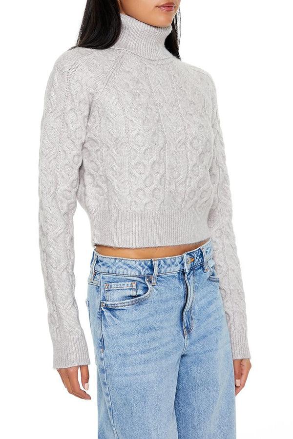 Forever 21 Cropped Cable Knit Turtleneck Sweater