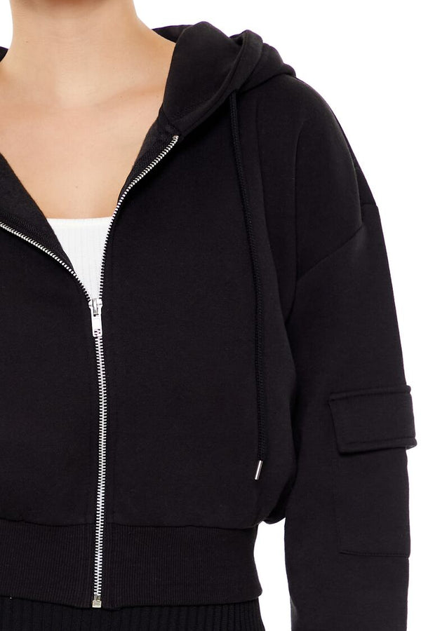 Forever 21 Cropped Cargo Zip-Up Hoodie