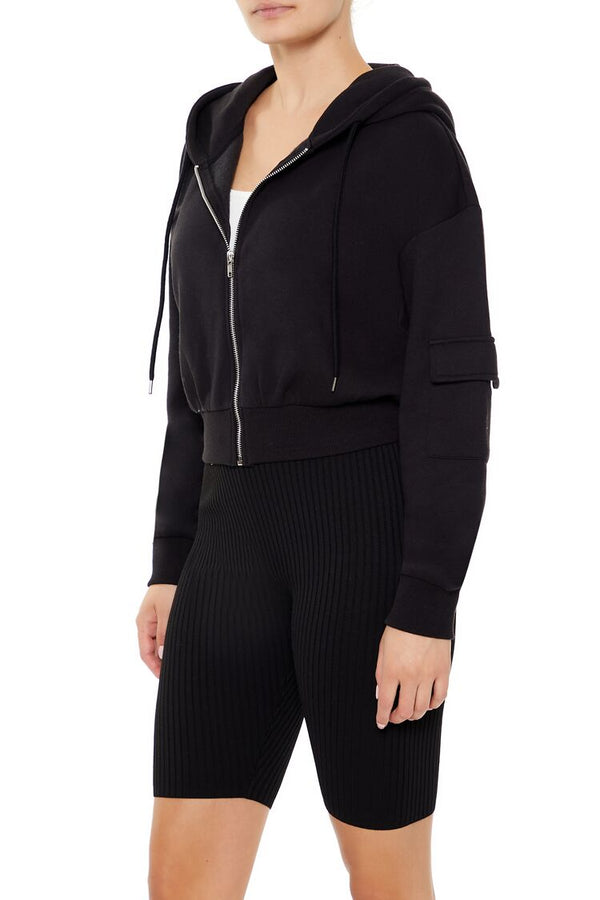 Forever 21 Cropped Cargo Zip-Up Hoodie