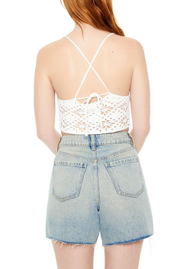 Forever 21 Cropped Crochet Flower Cami
