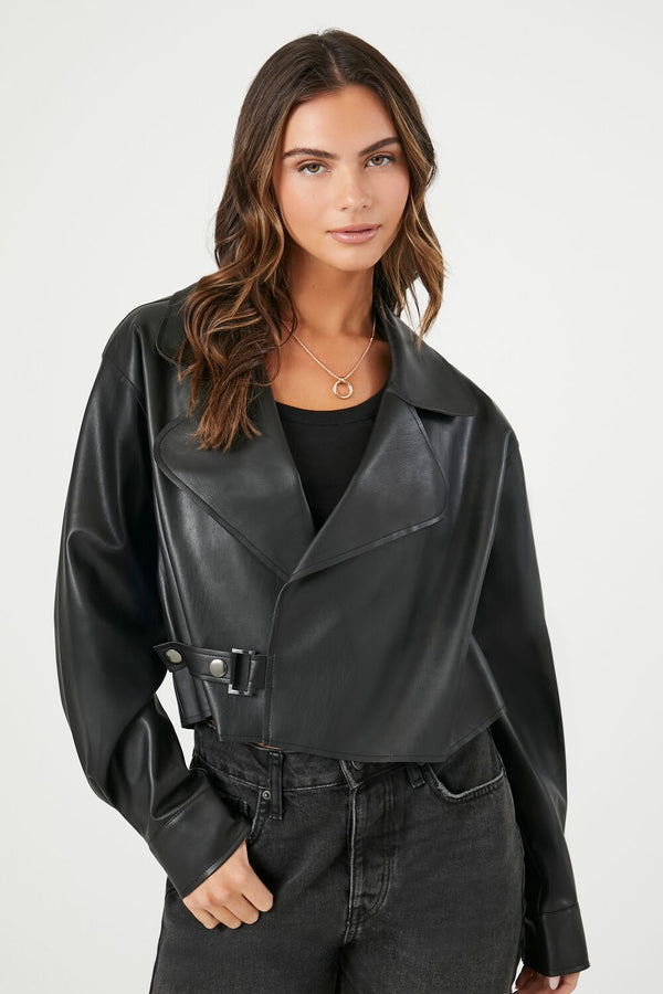 forever 21 Cropped Faux Leather Jacket