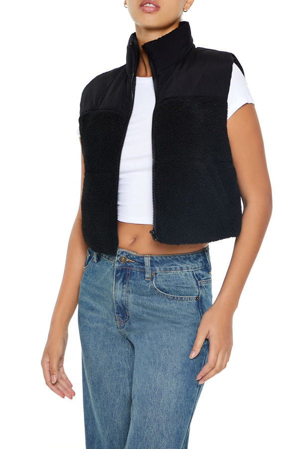 Forever 21 Cropped Faux Shearling Vest