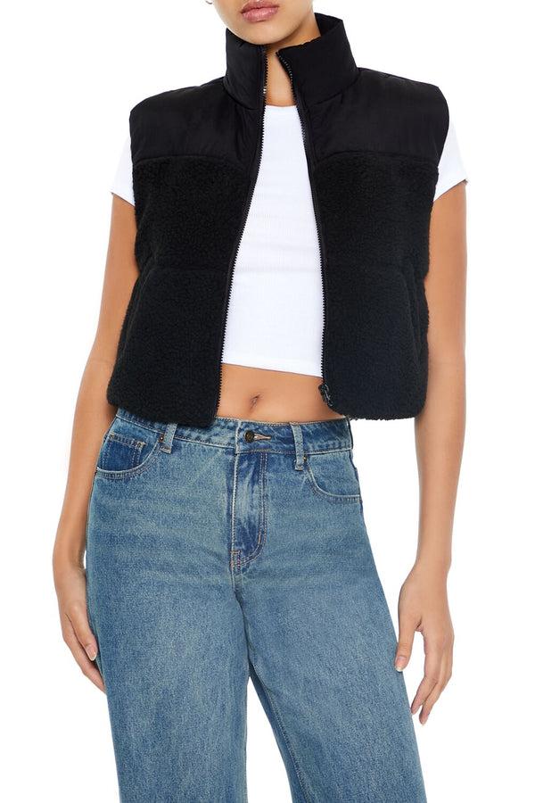 forever 21 Cropped Faux Shearling Vest