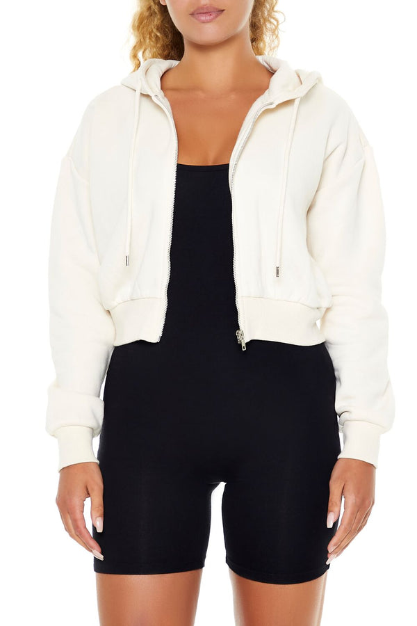 forever 21 Cropped Fleece Zip-Up Hoodie