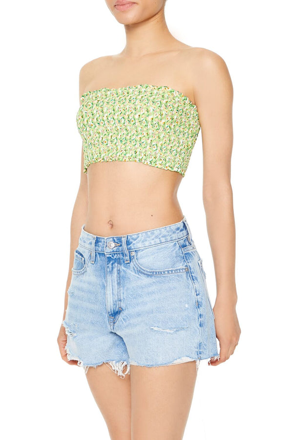 Forever 21 Cropped Floral Print Tube Top