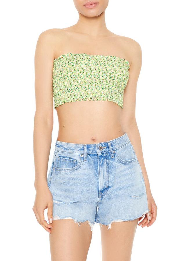 forever 21 Cropped Floral Print Tube Top