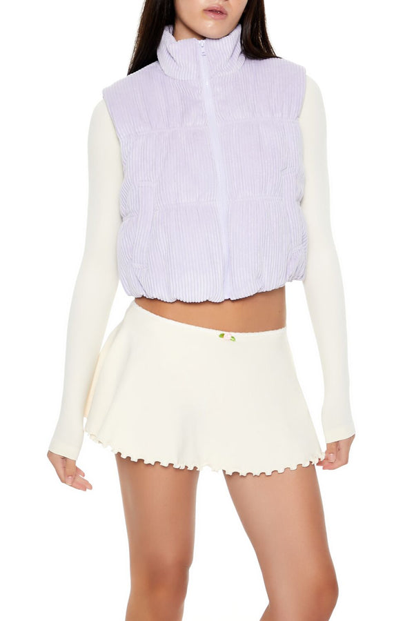forever 21 Cropped Funnel Neck Corduroy Vest