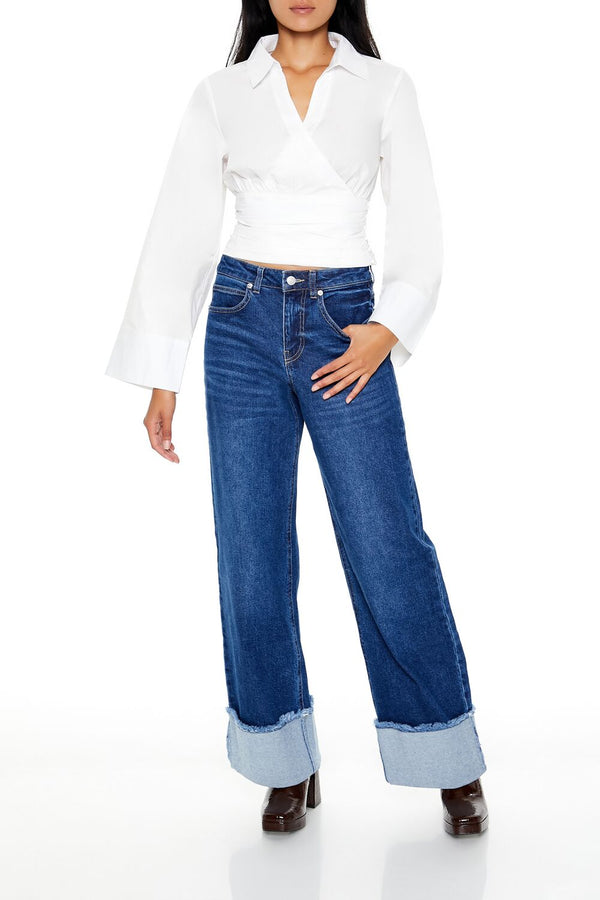 Forever 21 Cropped Poplin Wrap Top