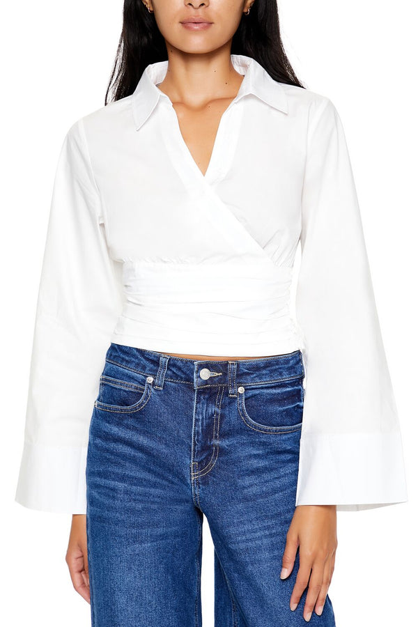 Forever 21 Cropped Poplin Wrap Top