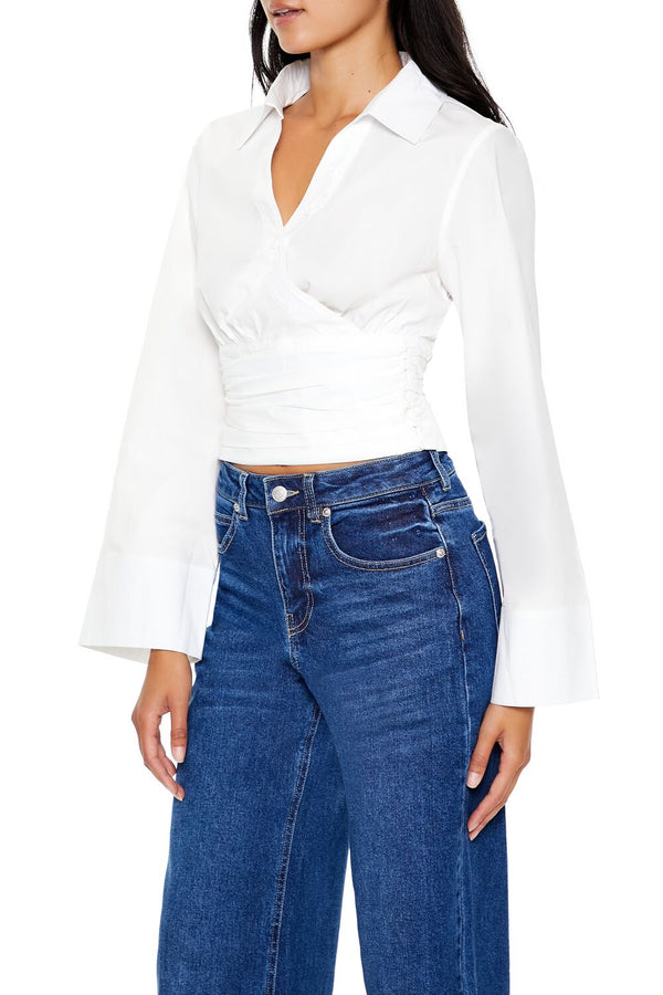 Forever 21 Cropped Poplin Wrap Top