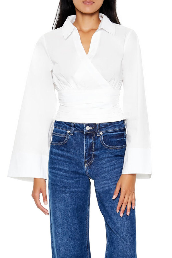 forever 21 Cropped Poplin Wrap Top