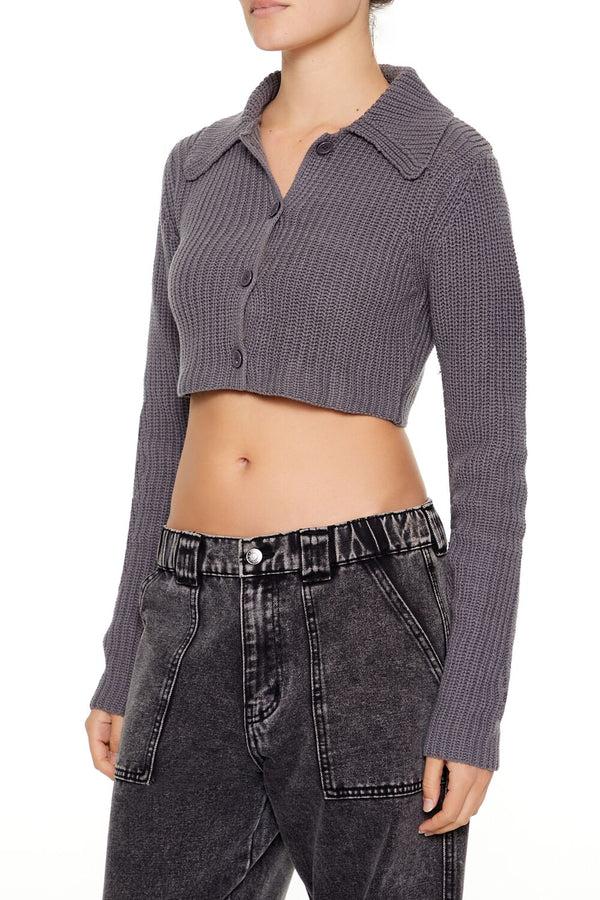Forever 21 Cropped Rib-Knit Cardigan Sweater