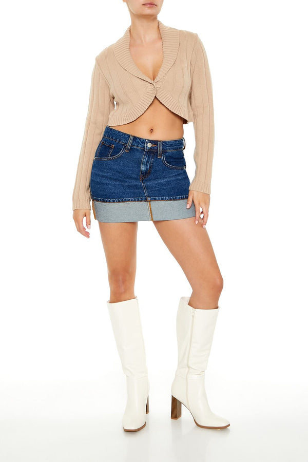 Forever 21 Cropped Rib-Knit Cardigan Sweater