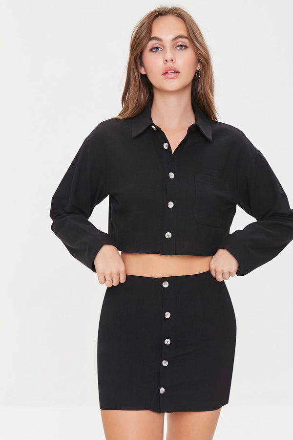 forever 21 Cropped Shirt & Mini Skirt Set