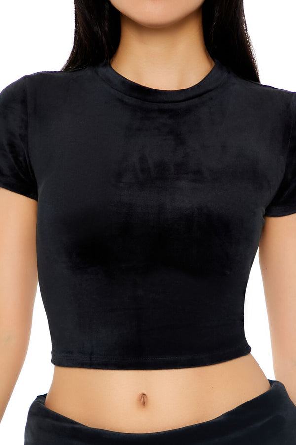 Forever 21 Cropped Velour Tee
