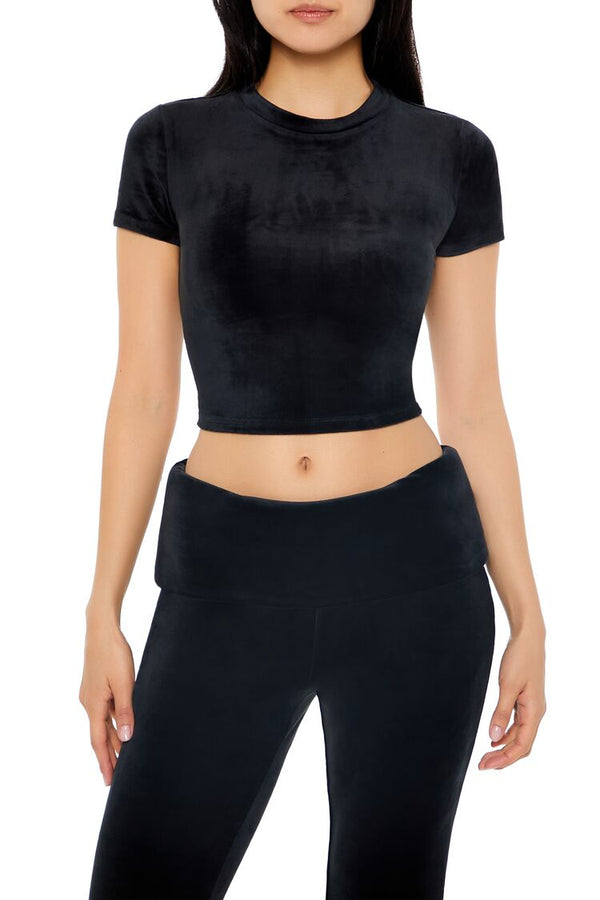 forever 21 Cropped Velour Tee