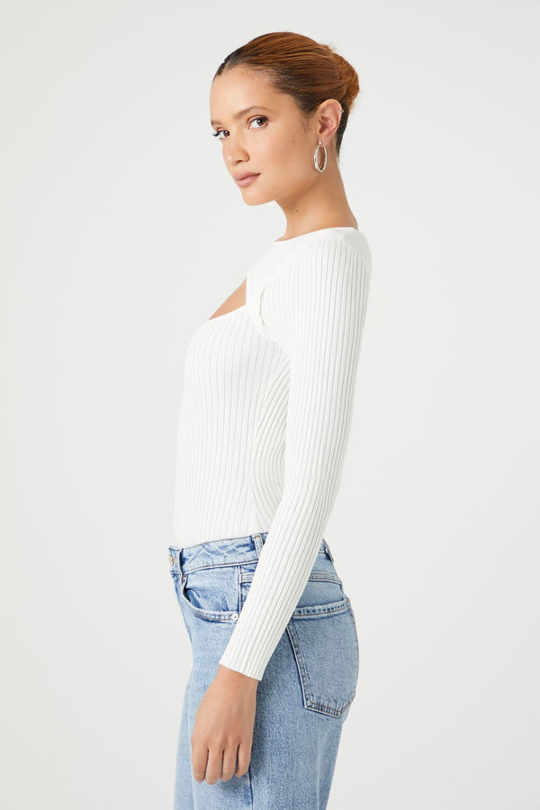 Forever 21 Cutout Sweater-Knit Bodysuit
