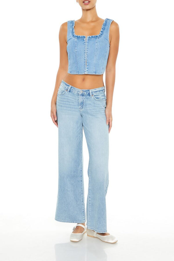 Forever 21 Denim Bustier Crop Top