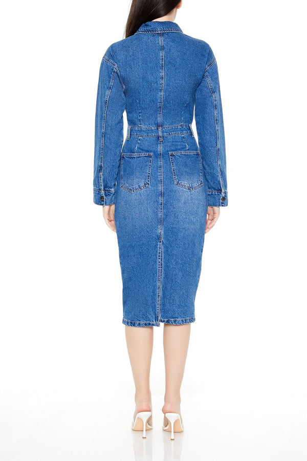 Forever 21 Denim Button-Front Midi Dress