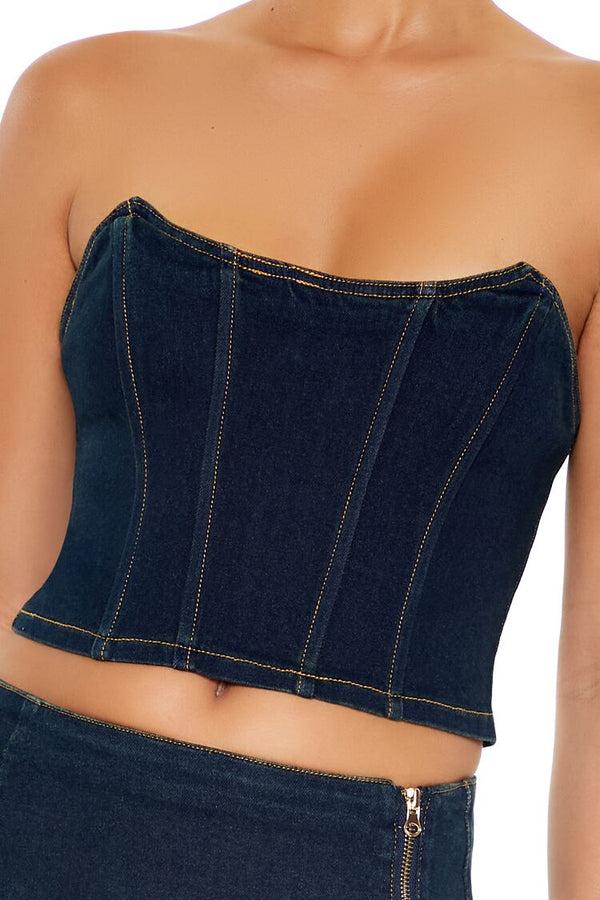 Forever 21 Denim Cropped Tube Top