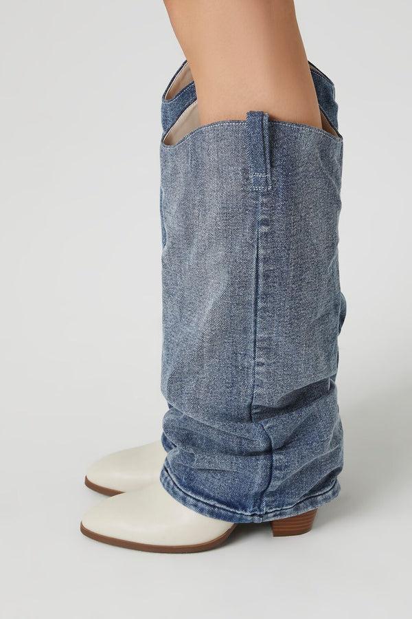 Forever 21 Denim & Faux Leather Boots