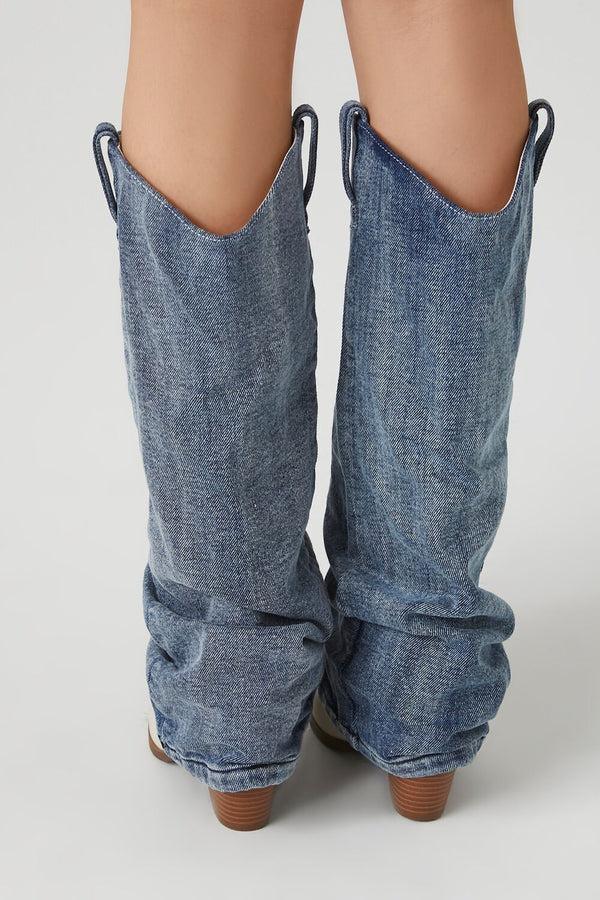 Forever 21 Denim & Faux Leather Boots