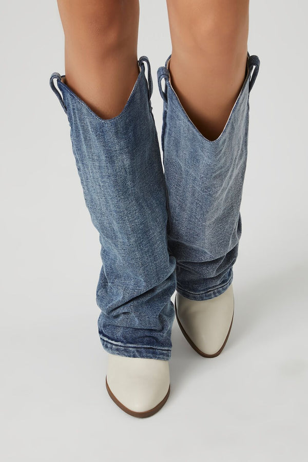 Forever 21 Denim & Faux Leather Boots