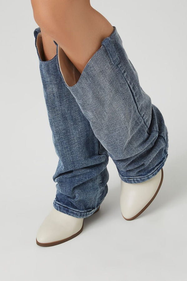 forever 21 Denim & Faux Leather Boots