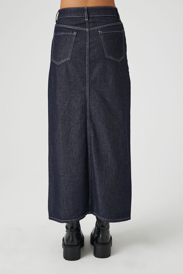 Forever 21 Denim Maxi Slit Skirt