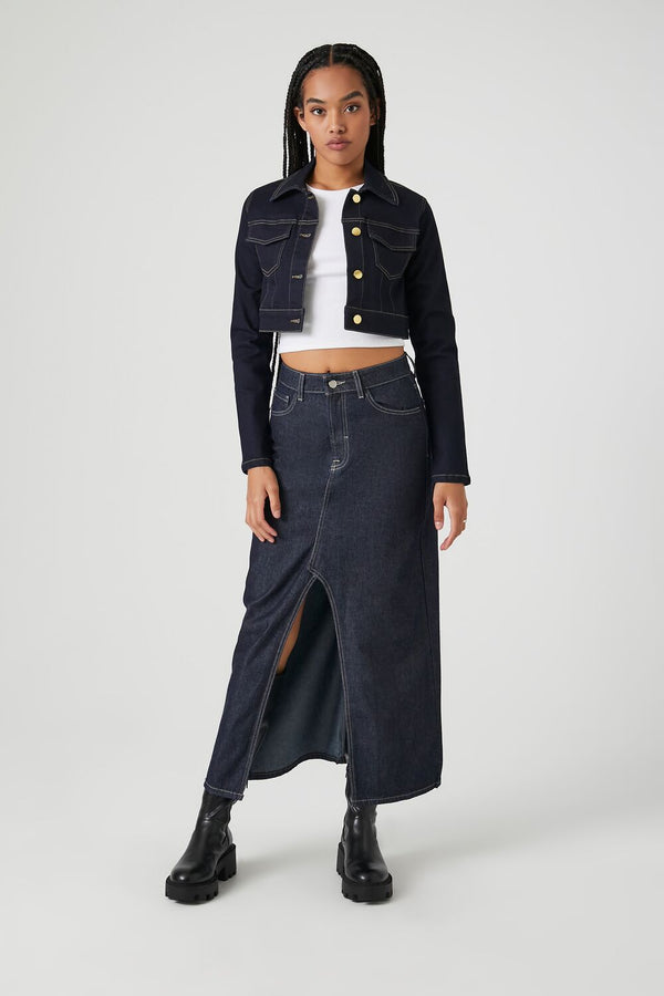 forever 21 Denim Maxi Slit Skirt