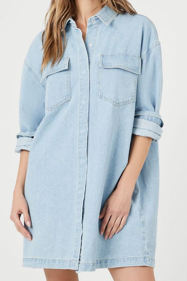 Forever 21 Denim Mini Shirt Dress