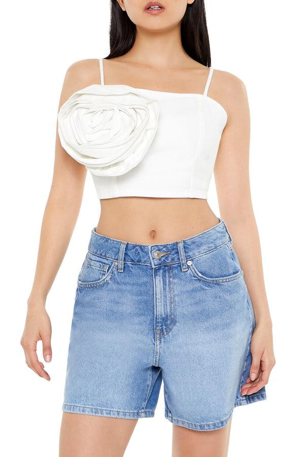 forever 21 Denim Rose Cropped Cami