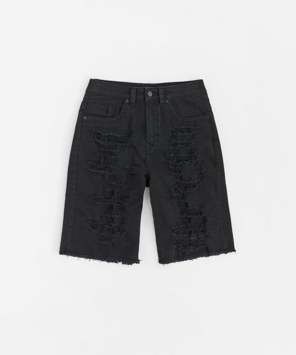 Forever 21 Destroyed Denim Shorts - Black