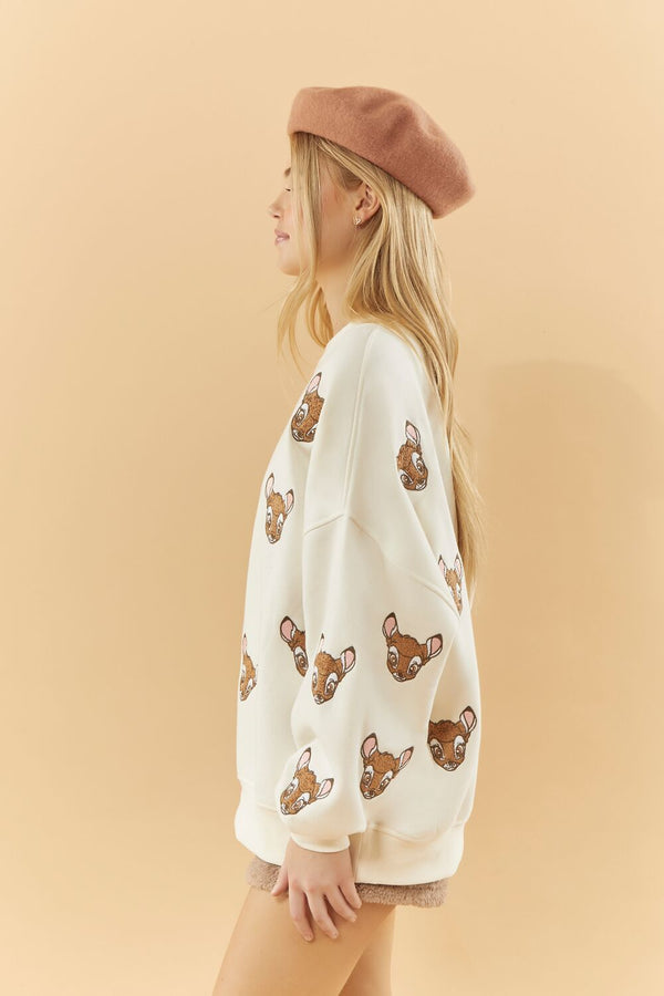 Forever 21 Disney Embroidered Bambi Pullover