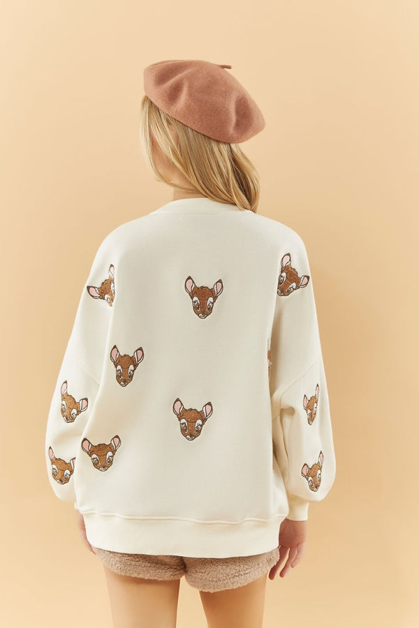 Forever 21 Disney Embroidered Bambi Pullover